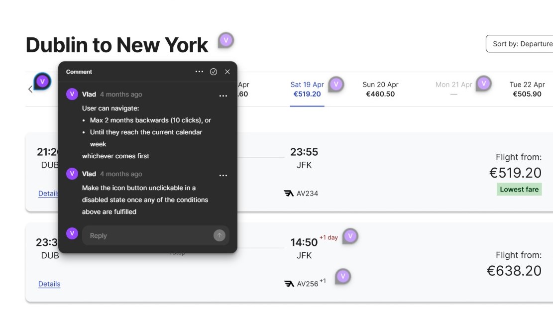 Screenshot of prototype having each component annotated