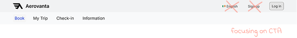Screenshot of navbar from prototype